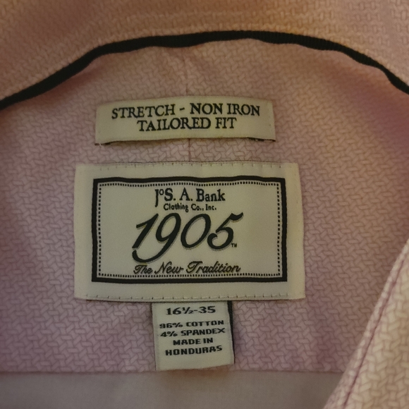 Jos. A Banks Tailored Fit Long Sleeve Shirt 16 1/2 x 35 Pale Pink - Picture 9 of 10